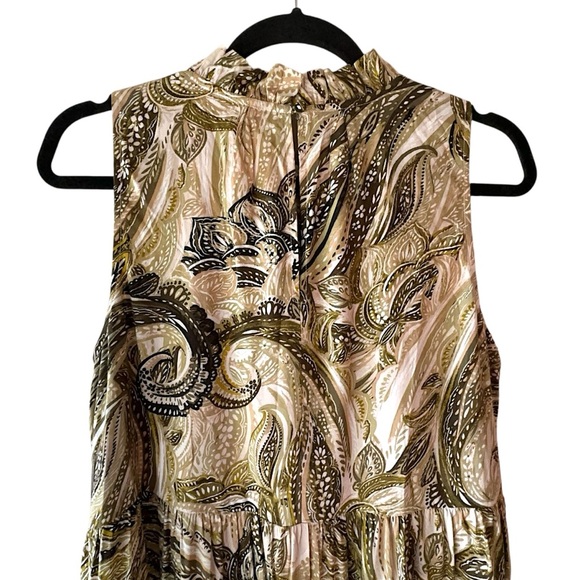 Calvin Klein | NWOT | TIERED SLEEVELESS RUFFLE NECK PAISLEY DRESS | SIZE: 8 - Picture 7 of 10